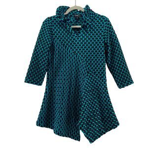 Yushi Womens Size Small Top 3/4 Sleeve Blue Black‎